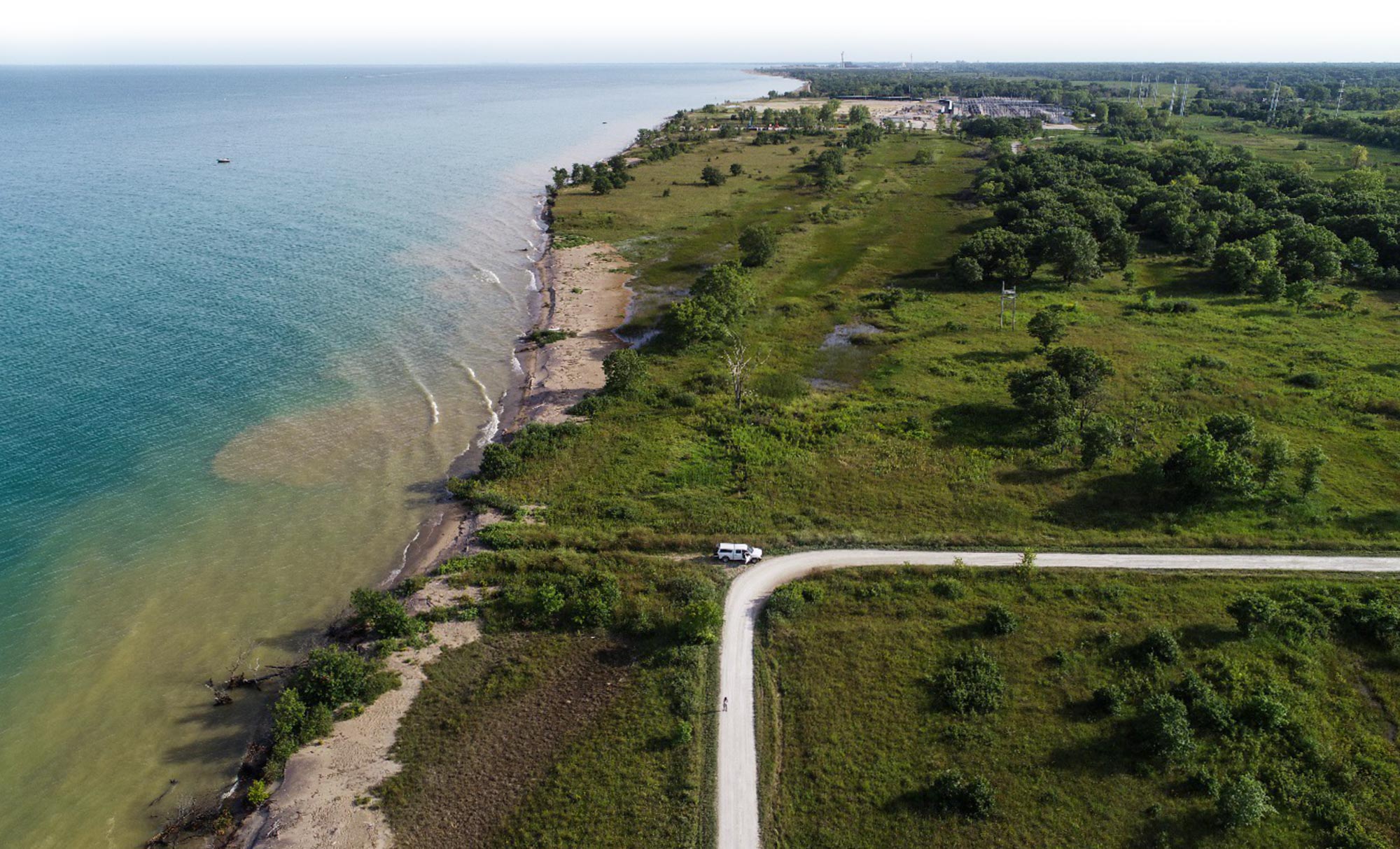View of shoreline and Lake Michigan